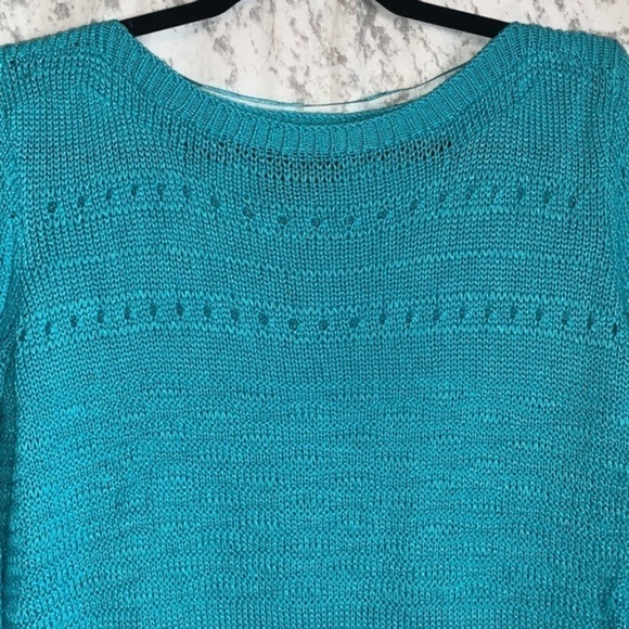 Grace Elements Boat Neck Cotton and Rayon Teal Ladies Sweater Size Large - Picture 3 of 7